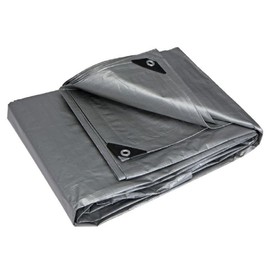 16' x 20' Silver Heavy Duty Waterproof 12 mil Poly Tarp with Grommets (Finished Size Approx. 15'6" x 19'6")