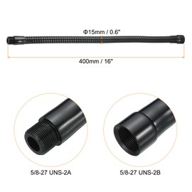 PATIKIL 16" Microphone Gooseneck, 5/8"-27 Thread Metal Universal Hose Flexible Arm Gooseneck Tube Extension for Multifunction DIY, Black