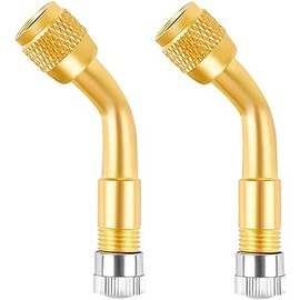 LEEGAWU 2-Pack Tire Valve Extension, 90 Degree Tire Valve Stem Extension Brass Adaptor Compatible for Passenger Cars, Stroller, Bicycles, Motorcycles, Trailers, RV and Recreational Vehicles (90°)