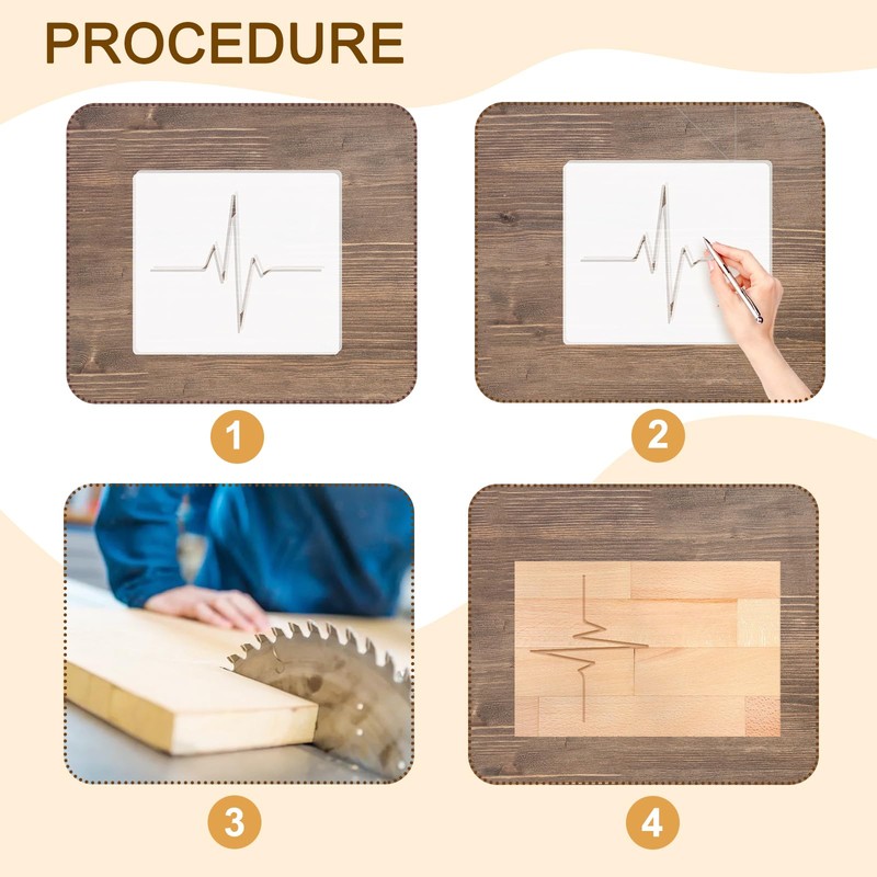 Betagt Electrocardiogram Router Templates for Woodworking, Acrylic Teardrops Inlay Templates,