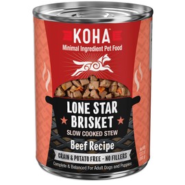 KOHA Lone Star Brisket Stew for Dogs with Beef, High Protein Wet Dog Food, 12.7oz Cans (Case of 12)