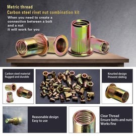 ASKWAY Rivet Nuts 370PCS, Metric Thread Rivet Nut Assembly Kit, Suitable for Automotive, Furniture Decoration, Sheet Metal Assembly and Industrial Products