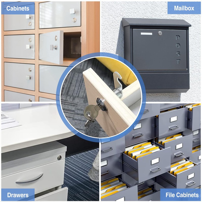 Cylinnda Cabinet Locks with Keys, 1-1/2" Long Cam Locks keyed