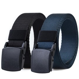 HOANAN 2 Pack 1 1/4" Men's Nylon Web Belt, Lightweight TSA-friendly Soft Webbing Narrow Work Belt