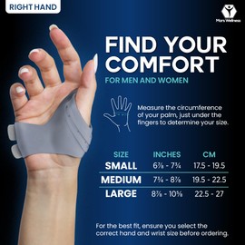MARS WELLNESS CMC Thumb Brace - Restriction Thumb Support CMC Joint Thumb Arthritis Brace Stabilizing Splint for Osteoarthritis and arthritis thumb splint - Small - Right Hand