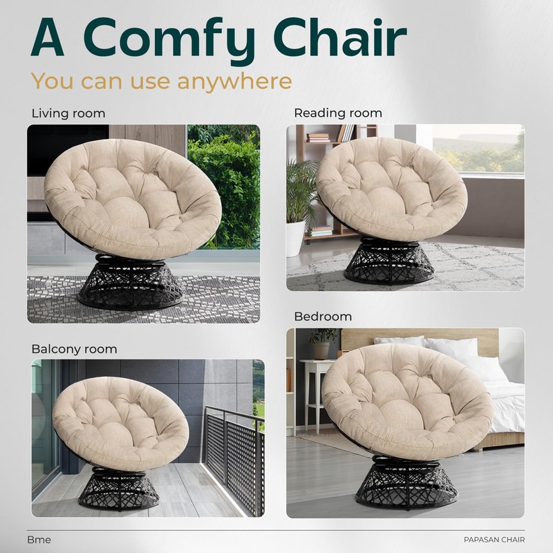 Bme Papasan Chair, Sephia Sand-Black Base