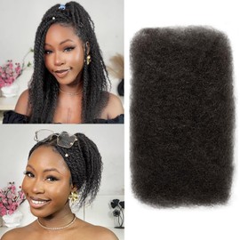 Afro Kinkys Bulk Human Hair,18 Inch 50g/Pack Afro Kinky-Curly Human Hair Bulk for Mini Twist, 4C Bulk Human Braiding Hair For Micro,Crochet,Repair, Dreadlocks,Locs Extensions