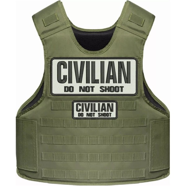 CIVILIAN DO NOT SHOOT embroidery patches 4x10 and 2x5" hook