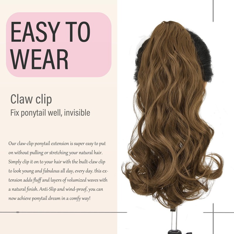 Dcbaboo Ponytail Extension, Ponytail Hairpiece, Braid Extension with Clip, Wavy