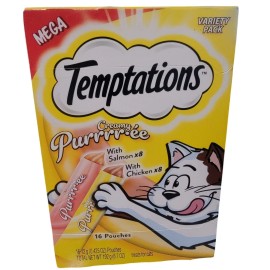 Temptations Creamy Purrrree Cat Treats Variety Pack With Salmon Chicken 16 Pouch