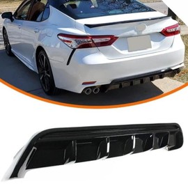 NO7RUBAN Rear Lip Bumper Valance Diffuser Fits 2018-2020 Camry SE XSE GT Shark Fin Glossy Black Splitter Spoiler