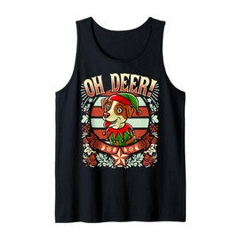 Jack Russell Terrier Oh Deer Christmas Dog Santa Claus Elf Tank Top