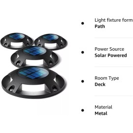 VEVOR Solar Driveway Lights 6 LEDs Solar Dock Deck Lights for Outdoor - 4 Pcs