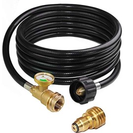 DOZYANT 12 Feet Propane Hose with Gauge,Include Tank Adapter Converts POL 100 lb LP Tank to QCC1 for Gas Grill, Stove and More Propane Appliances