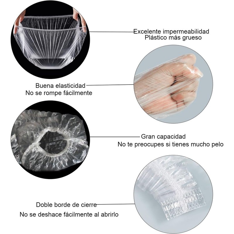 GUDREN Gorro De Ducha Desechable, 100 Pcs Cofias Desechable PláStico