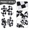 Mabor 2Pcs Checkered Flag Hair Bow Clips Black and White