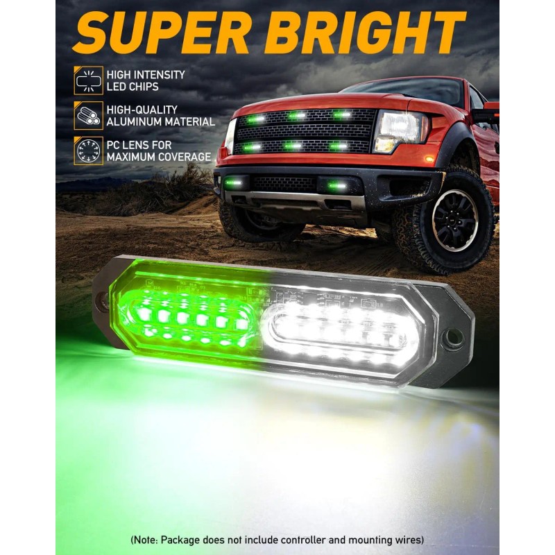 Flashing Lights Emergency Strobe Lights 8pcs 12 LED Sync Safety