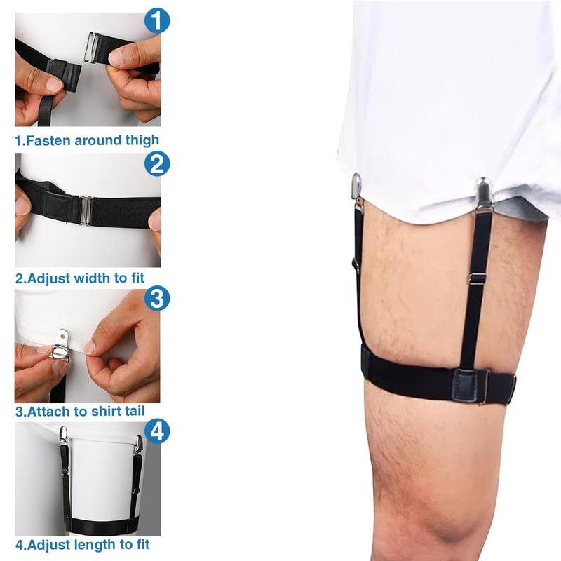 ZYETGH Pack of 4 Men's Shirt Holders, Elastic Shirt Holder,