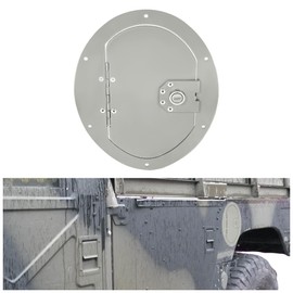 KUAFU Locking Fuel Door Compatible with Humvee Hummer H1 Any Model M998 M1123 M1045 Gas Tank Cap Cover Aluminum Powder Coated Silvery