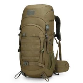 Mardingtop 50L Molle Hiking Internal Frame Backpacks with Rain Cover for Camping,Backpacking,Travelling(Khaki)