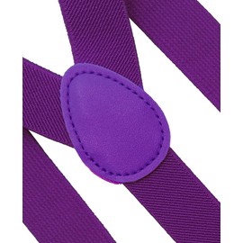 LOLELAI Suspenders for Women and Men | Elastic, Adjustable, Y-Back | Pant Clips, Tuxedo Braces (12, Purple)