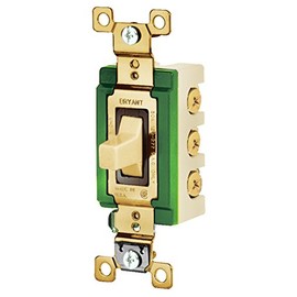 Bryant Electric 3025I Toggle Switch, Double-Pole, Double Throw, Industrial Grade, Back and Side Wired, 30 Amp, 120/277 VAC, Ivory
