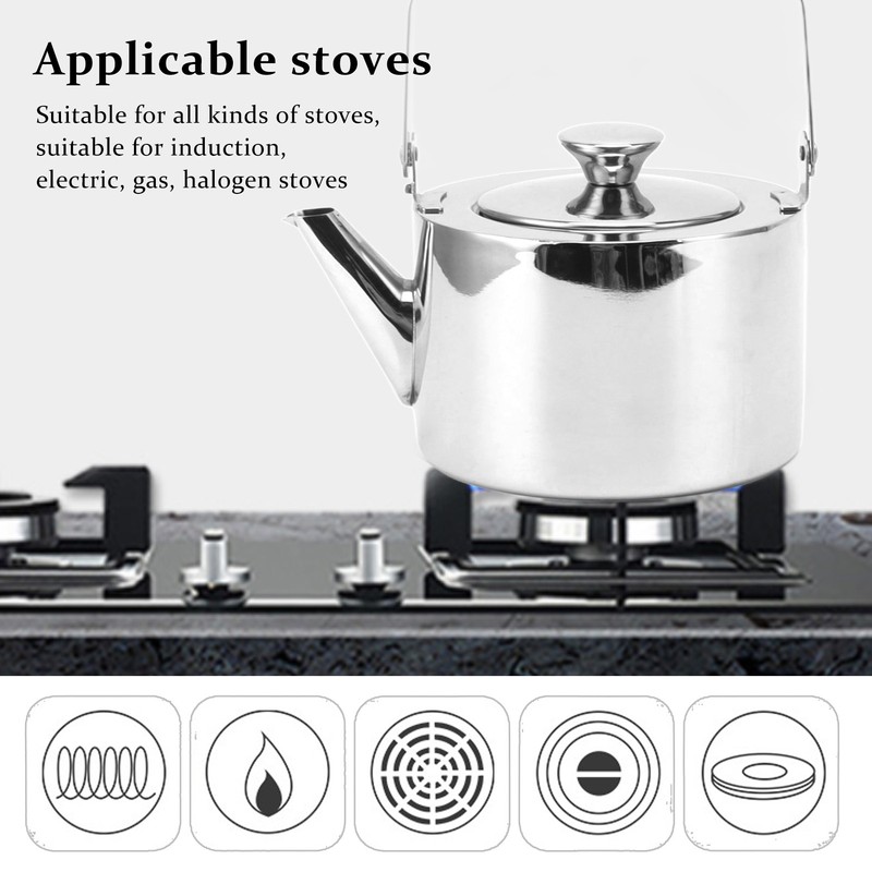 Stainless Steel Tea Kettle with Strainer Thickened Metal Whistling Teapot