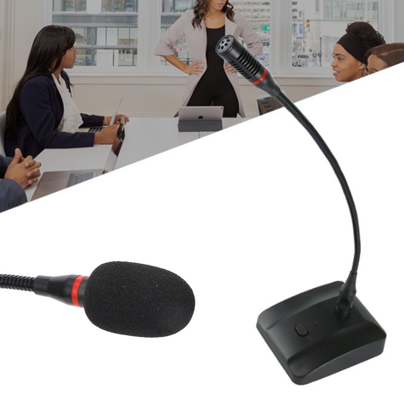 Gooseneck Condenser Microphone Flexible 6.35mm Wired Desktop Microphone for Broadcasting