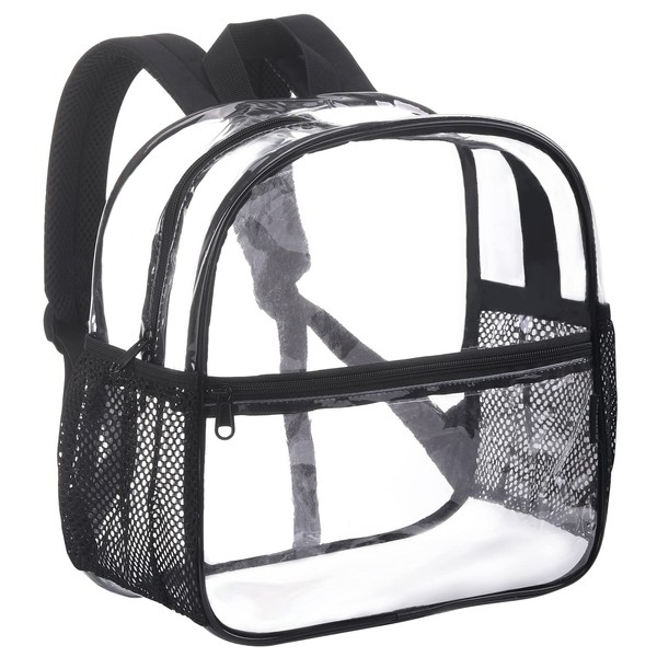 Yorssley Clear Backpack Stadium Approved, 12x12x6 Water proof Transparent Backpack for Work & Sport Even (black)