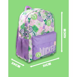 Wicked Girls Purple Graphic Print Backpack | Zip-Up School Bag for Carrying Books | Icons Design for Back to School | Kids Movie Merchandise Merch