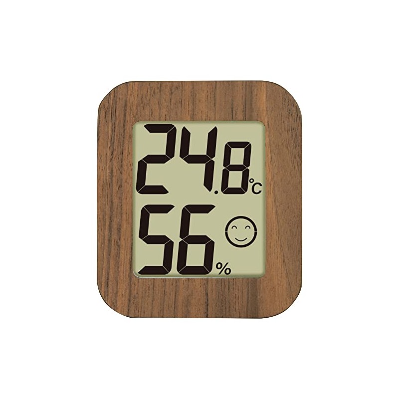 Shinwa Sokutei 73233 Digital Thermometer/Hygrometer, Environmental Checker, Mini, Wood, Dark
