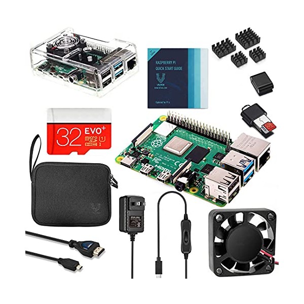 Vilros Raspberry Pi 4 8GB Complete Kit with Clear Transparent