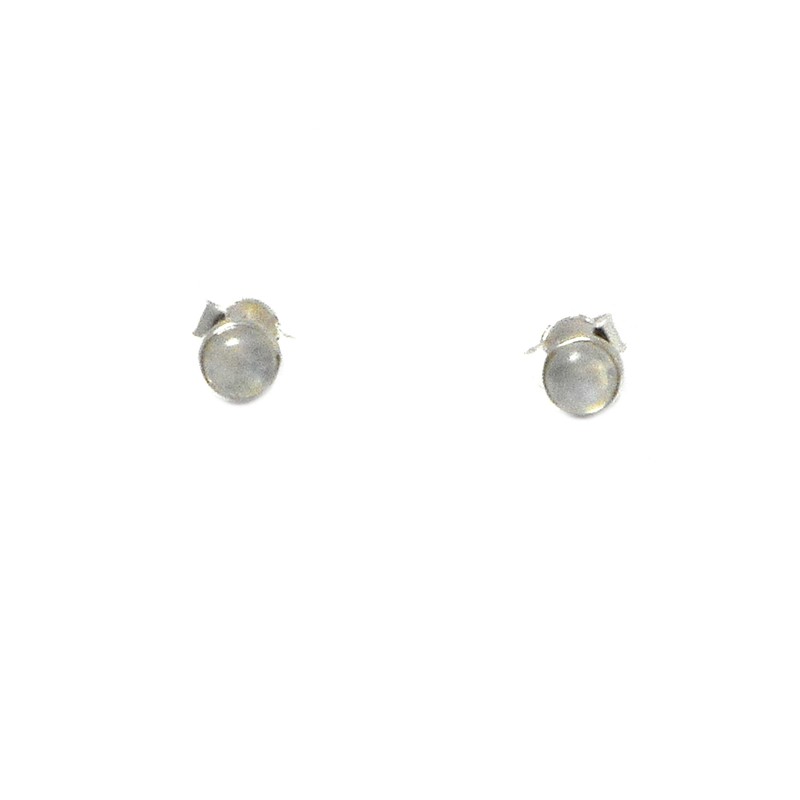 Art Gecko MOONSTONE round shaped Sterling Silver Gemstone STUD/Earrings 925-5