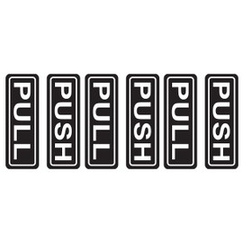 Push Pull Vertical Door Sign 2 x 5 Inch Vinyl Sticker for Office Door Business, Stores, Cafes, Shops & More. Indoor and Outdoor use Set of 3