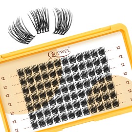 QUEWEL Lash Clusters 12mm Cluster Lashes Eyelash Clusters Soft and Lightweight Barely Feel Lash Cluster Presence Suitable for Complete Beginners' DIY Lash Extensions at Home. (12MM-FDB-01)