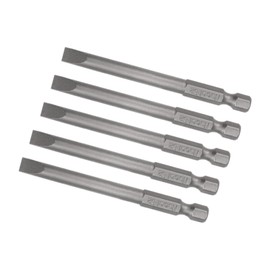 Kozelo 5pcs Slotted Screwdriver Bit - [3 Inch x H1/4 x SL6] Hex Shank Magnetic Flat Batch Head for Pneumatic or Power Tool Use, S2 Steel