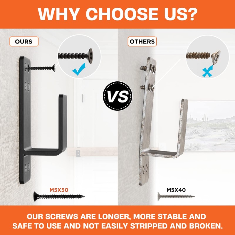 AMZFINE 2x4 Door Barricade Brackets Heavy Duty 2pcs Door Bar