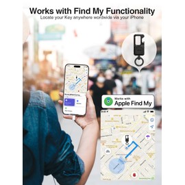 Miroddi Keychain with Smart Tracker, Men's Keychain Works with Find My(iOS Only), Heavy Duty Car Key Chains with Bottle Opener Fob Carabiner, Key Finder, GPS Anti-lost, Rechargeable, Black