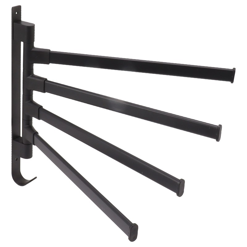 Black Swivel Towel Bar Punch Free Bathroom Towel Rack Wall