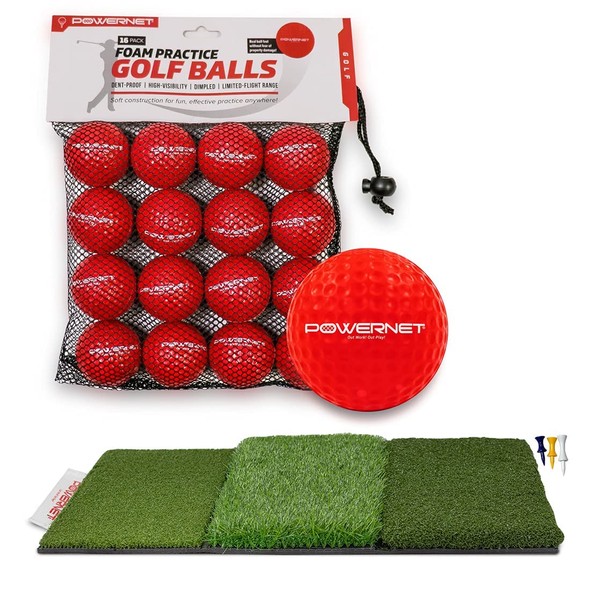 PowerNet 16 Pack Practice Foam Red Colored Golf Balls and