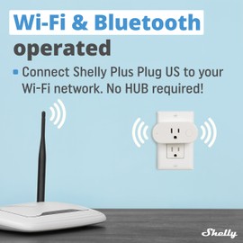 Shelly Smart Plug, Smart Home WiFi and Bluetooth Outlet with Power Metering, Works with Google Home, Alexa, Home Assistant, Smart Socket, No Hub, Easy Setup, Remote Control, Plus Plug US