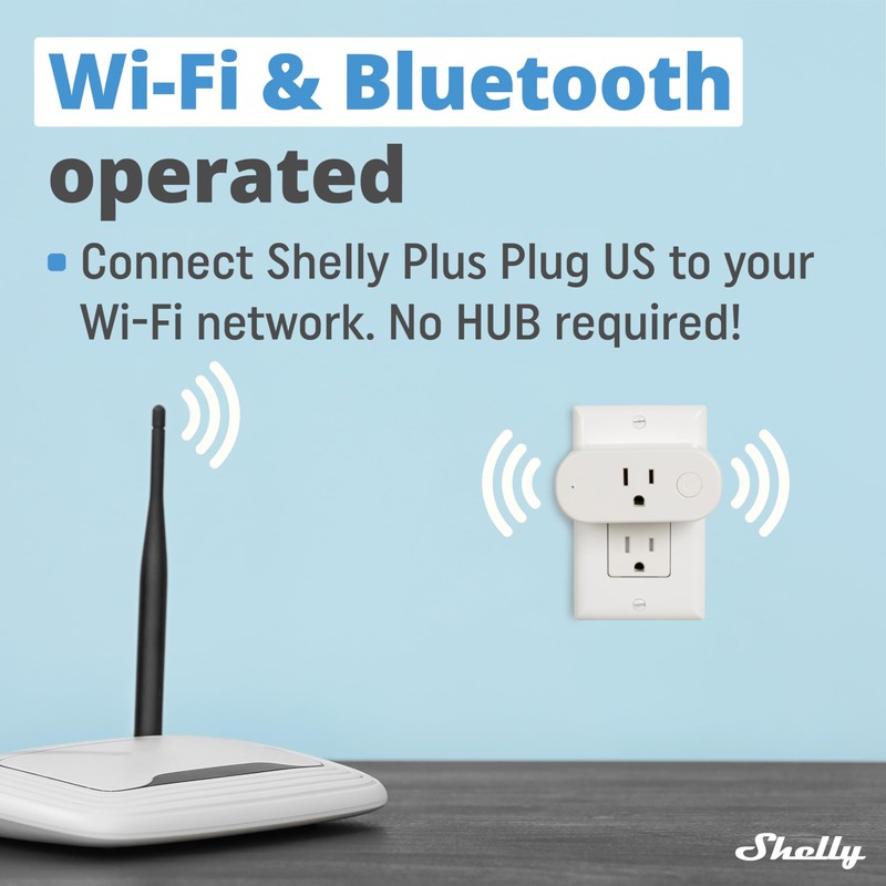 Shelly Smart Plug, Smart Home WiFi and Bluetooth Outlet with