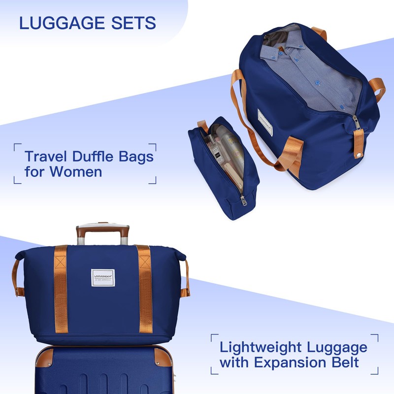 LARVENDER Luggage Sets 6 Piece Hardshell Expandable Suitcase Set with