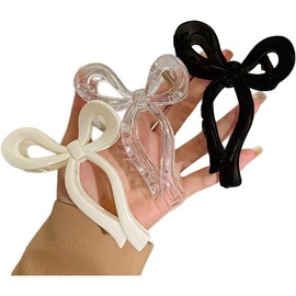 3 PCS Bow Hair Clips 4.3 Inch Large Hair Claw Clips Butterfly Hair Accessories for Women Thin Thick Curly Hair, Big Butterfly Clips Strong Hold jaw clips (Style1, One size)