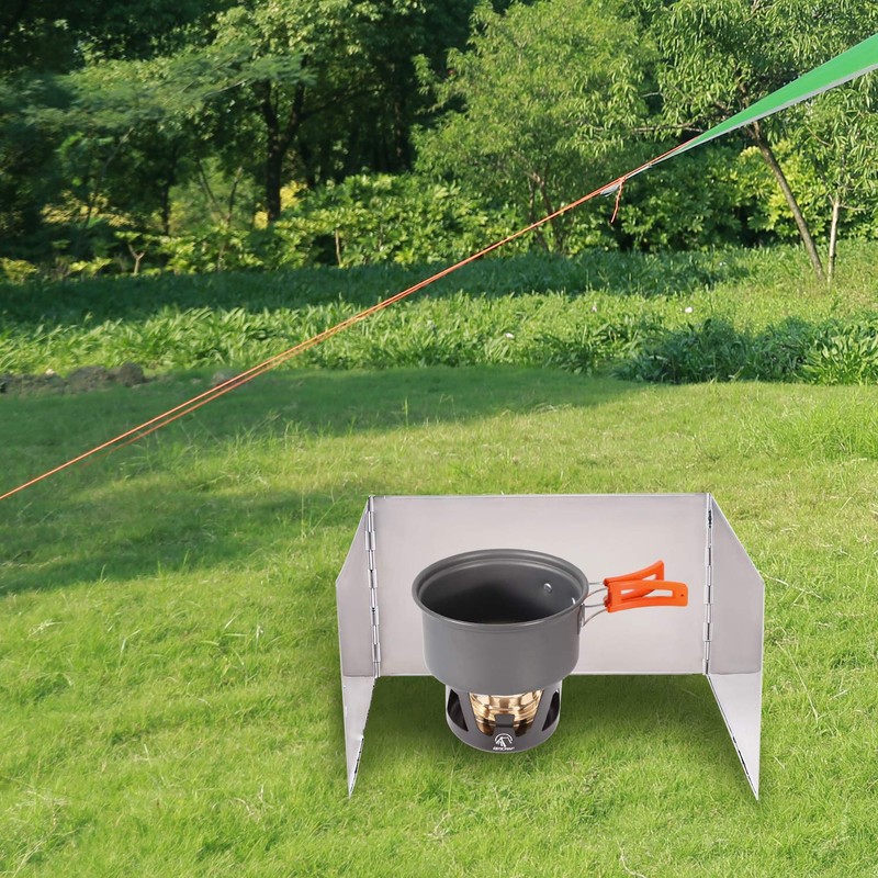 REDCAMP Folding Stainless Steel Stove Windscreen, Camping Stove Windshield Butane