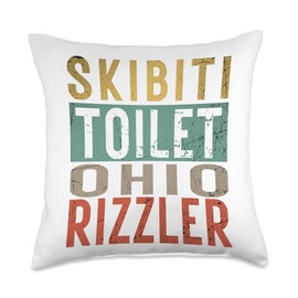 Skibiti Toilet Ohio Rizzler gen alpha slang Influencer Brain Throw Pillow