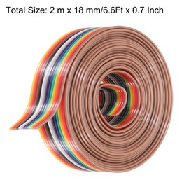 sourcing map 1 Pcs 14 Pin Flat Rainbow Ribbon Cable 6.6 Ft 1.27mm Pitch Breadboard Jumper Wires for Electronic Projects