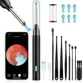 Ear Wax Removal - Earwax Remover Tool with 8 Pcs Ear Set, Ear Cleaner with 2400P HD Camera with 6 LED Lights, Built-in WiFi,Ear Cleaning Kit for iOS and Android