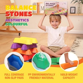 Stepping Stones for Kids Balance Beam Non-Slip Bottom Exercise Coordination and Stability Sensory Toys Toddler Outdoor Toys Kids Outdoor Play Equipment (12 pcs)