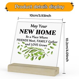 Housewarming Gift for New Home Acrylic Plaque with Wood Stand Neighbor Welcome Gift Homeowner Presents New House Apartment Presents First Home Sign House Warming Party Decors for Friend Sister